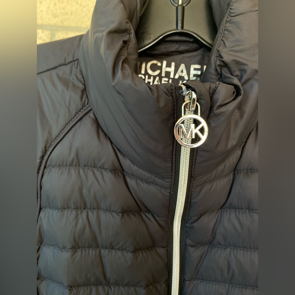 Michael Kors Packable Down Filled Dark Grey Puffer Jacket Coat Silver Hardware - Picture 6 of 17